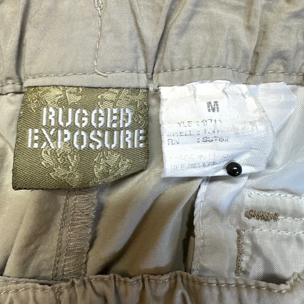 Rugged Exposure Convertible Cargo Pants Mens Medium Tan Good Zip Off Hiking